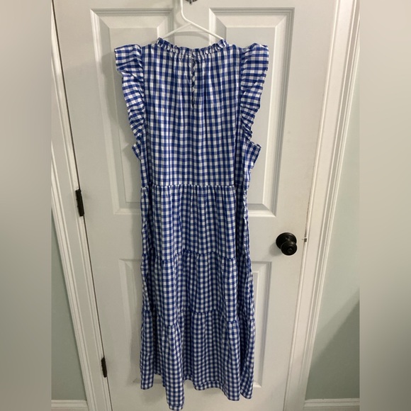 J. Crew gingham midi ruffle sleeve sundress sz L - Picture 5 of 6